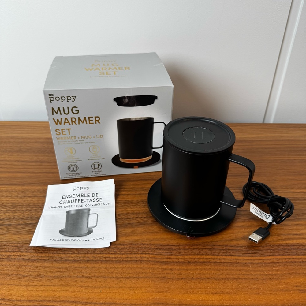 Poppy Black Mug Warmer Set